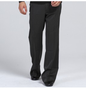 Black with small striped thick style straight loose men's male adult latin salsa cha cha ballroom jive rhythm  dance pants tousers